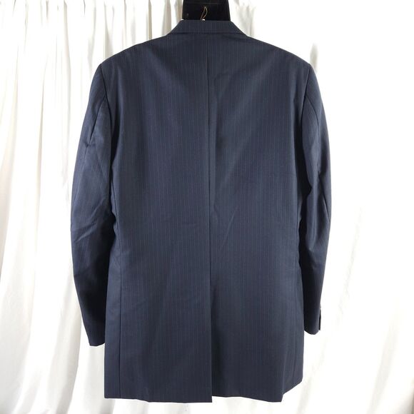Hickey Freeman Mens 44L Navy Pinstripe 2-Button Pure Wool Sports Coat Blazer - Picture 2 of 12